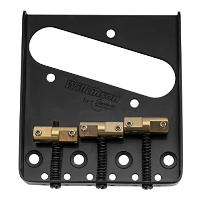 Abbildung von Wilkinson WTB Vintage Telecaster Steg Bridge 3 Kompensiert Messing Saitenreiter Brücke für Tele Style E Gitarre, Schwarz