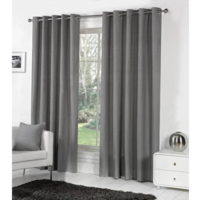 Abbildung von Fusion Sorbonne 100% Baumwolle Eyelet gefüttert Vorhänge, anthrazit, 90x90&quot; (229 x 229 cm)