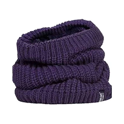 Abbildung von HEAT HOLDERS Damen Winter Warm Fleece Bunt Strick Groß Nacken Halswärmer (One Size, Purple (Chunky))