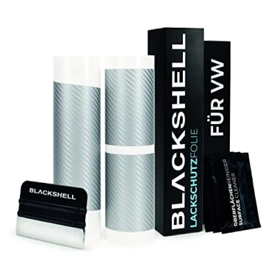 Abbildung von Blackshell® Lackschutz Set passend für VW T6 Typ SG Bj. 2016 2021 Carbon Silber passgenauer Ladekantenschutz, Einstiegsleisten inkl. Folierset