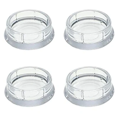 Abbildung von Enkotrade 10 Stück Möbeluntersetzer Rund transparent, Ø 33 mm, Möbelschutz aus hochwertigem Kunststoff (Polystyrol), Möbelgleiter, Stuhlgleiter, Bodenschoner