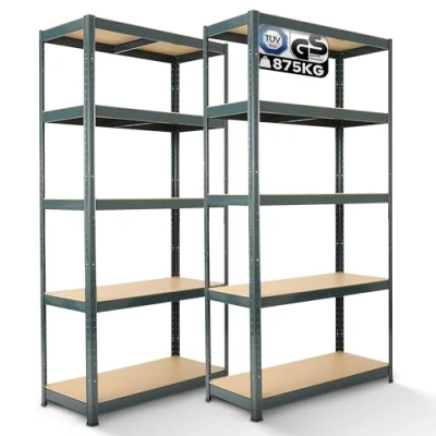 Abbildung von Arebos Schwerlastregal 2er Set 180x90x40 cm 875kg Tragkraft 5 MDF Platten Einfache Montage durch Stecksystem Regal Lagerregal Kellerregal Steckregal Werkstattregal Anthrazit