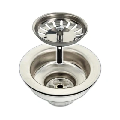 Abbildung von tecuro Siphon Spülen Siebkorbventil Ø 114 mm (3 1/2 Zoll) x Abgang unten 1 Zoll
