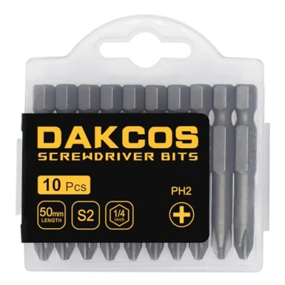 Abbildung von DAKCOS PH2 Bit lang, Bits PH2, Sortiment aus S2 (Länge: 50 mm, 10 Stück)