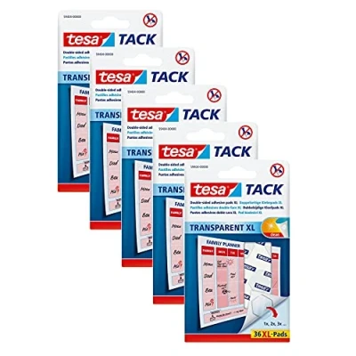 Abbildung von tesa Tack doppelseitige Klebepads XL, transparent, 36 Pads (36 pcs 5 Stück)