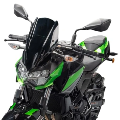 Abbildung von Motorrad Windschild Windabweiser mit Halterung Kompatibel Z400 Z 400 2019 2020 2021 2022 2023 2024, Windschutzscheibe Windschutz Wind Luftabweiser, Schwarz (Schwarz)