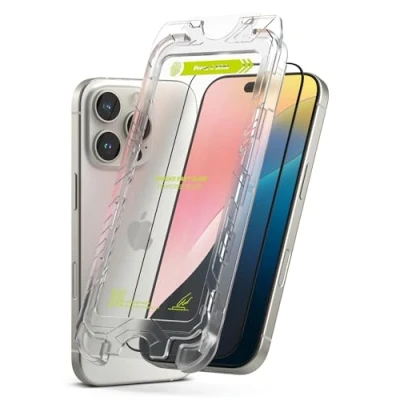 Abbildung von Ringke Easy Slide Glass [2 Stück] Kompatibel mit iPhone 16 Pro Max Panzerglas Schutzfolie Installationstool, HD Qualität 9H Härte Gehärtetes Glas