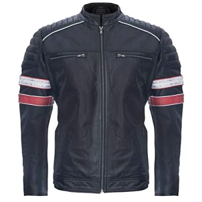 Abbildung von Infinity Leather Herren Rennen Bikerjacke Aus Schwarzem Leder 4XL