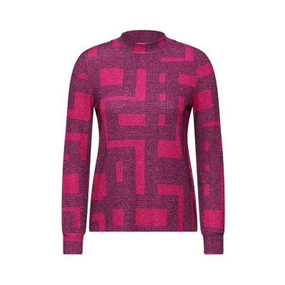 Abbildung von Cecil Bedrucktes Langarmshirt, Damen, Größe: XXL, Pink