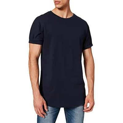 Abbildung von Urban Classics Herren Long Shaped Turnup Tee T Shirt, midnightnavy, L