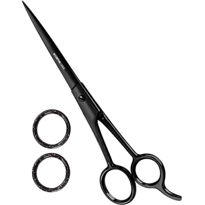 Abbildung von Utopia Care 6,5 zoll Edelstahl Haarschere Friseurschere Professionelle Haar und Bartschneideschere Scharf, langlebig (Silber) (Schwarz, 7,5 Zoll)