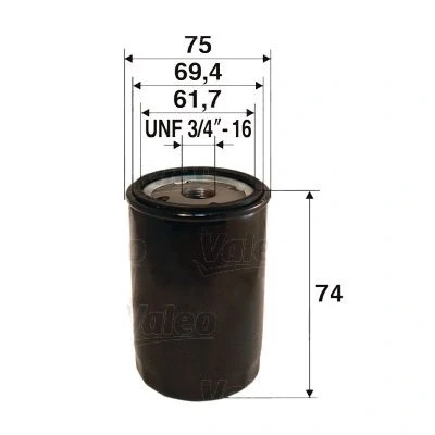 Abbildung von VALEO 586077 Ölfilter UNF 3/4&quot; 16 Anschraubfilter CHRYSLER: GRAND 5OYAGER 5, VOYAGER 4, PT Cruiser Kombi, JEEP: WRANGLER 3, Cherokee III, 2