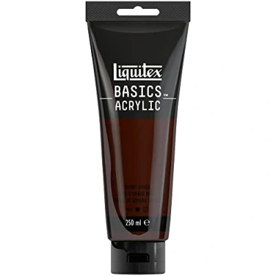 Abbildung von Liquitex 88700215 Basics Acrylfarbe, monopigmentierte Künstlerpigmente, lichtecht, mittlere Viskosität, Archivqualität, seidenglänzender Finish, 250ml Tube Umbra Gebrannt