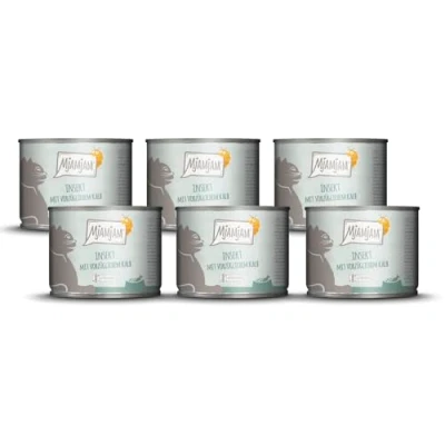 Abbildung von MjAMjAM Premium Nassfutter für Katzen Insekt mit vorzüglichem Kalb, 6er Pack (1 x 1200 g), getreidefrei Insektenprotein