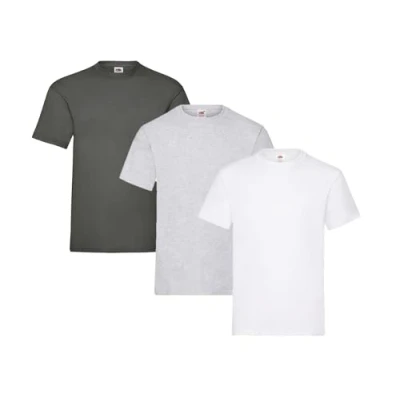 Abbildung von Fruit of the Loom Herren Heavy T Shirt 3er Pack, 1 x Grau, Weiß, Graphit und HL Kauf Notizblock, XL