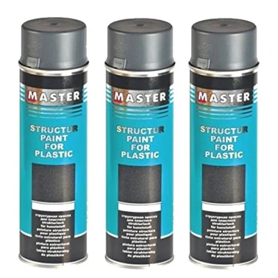 Abbildung von Troton STRUKTURLACK Grau 3 x 500ml 1K Spray Kunststoff Plastik Lack Structure Plastic Paint