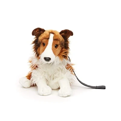 Abbildung von Uni Toys Kuscheltier Langhaarcollie m. Leine versch. Farben 27 cm Plüsch Hund, Collie, zu 100 % recyceltes Füllmaterial