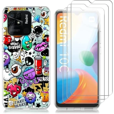 Abbildung von Jinyunlai Panzer Schutz Glas für Xiaomi Redmi 10C Panzerglas, HD Displayschutzfolie, 9H Härte Schutzglas Schutzfolie, Frei von Kratzern, Ultra klar Panzerfolie 3 Stück