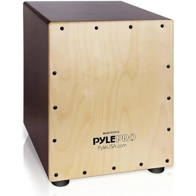 Abbildung von Pyle Cajon Instrument Schlagzeug Cajones, Kinder &amp; Erwachsene, Bass Drum handgefertigt aus Birkenholz, Percussion Box Trommel Leicht Kompakt, Robuste Langlebige Konstruktion, Braun