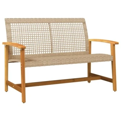 Abbildung von vidaXL Sofaelement Gartenbank Beige 112 cm Poly Rattan und nholz (1 St)