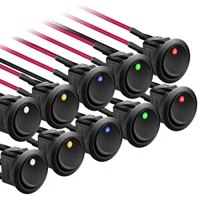 Abbildung von APIELE 10 Stücke mehrfarbig Kippschalter, 2 Position EIN Aus mit LED Schalter DPST 3 Pins Wippschalter, 12V 20A Taste Rocker Kippschalter Für Auto, Boot, Haushaltsgeräte KCD2 102N (mit Draht)