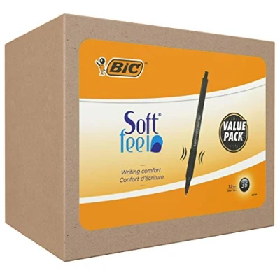 Abbildung von BIC Kugelschreiber Set Soft Feel, in Schwarz, 1.0 mm Spitze, 36er Pack, Ideal für das Büro, Home Office oder die Schule