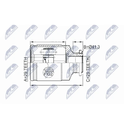 Abbildung von NTY NPW SB 011 Gelenksatz Vorderachse, getriebeseitig SUBARU: Impreza I Limousine, Forester I, II Limousine
