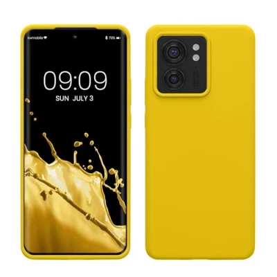 Abbildung von kwmobile Hülle kompatibel mit Motorola Edge 40 Silikon Handy Case Handyhülle weiche Oberfläche kabelloses Laden Strahlend Gelb