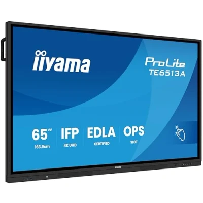 Abbildung von iiyama Prolite TE6513A B1AG 163.9cm 64.5&quot; IPS LED Large Format Display 4K UHD 40 Touchpunkte PureTouch IR⁺ HDMI DP USB C USB3.2 RS 232c RJ45 Out 7H OPS WiFi Android 14 OS iiControl NFC AntiGlare