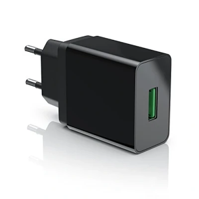 Abbildung von CSL USB Ladegerät 18W Quick Charge 3.0 Netzteil mit Schnellladefunktion Smart Solid intelligentes Laden geeignet für Handys Smartphones Navis Tablets UVM. schwarz
