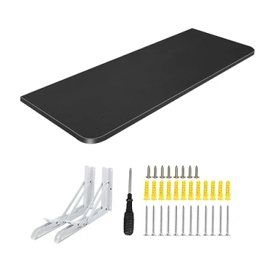 Abbildung von HUOLE Wandklapptisch Schreibtisch Tischplatte Klapptisch Esstisch Küchentisch für die Wand Bartisch Stehtisch Wandtisch Tisch klappbar zur Wandmontage 60 * 30 1,6 cm schwarz