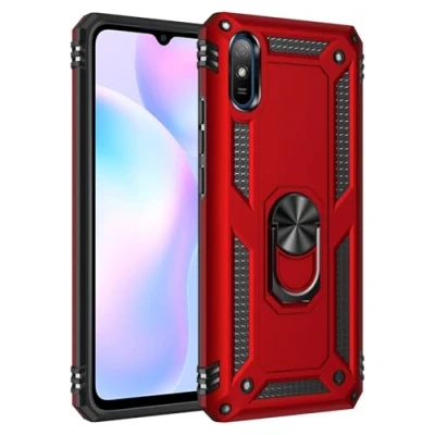 Abbildung von Max Power Digital Hülle für Xiaomi Redmi 9A/Redmi 9AT Standfunktion Drehbar Ringhalter 360 Grad Case Cover Magnet Bumper Handyhülle Outdoor Hart Hardcase Mit Ring (Xiaomi 9AT, Rot)