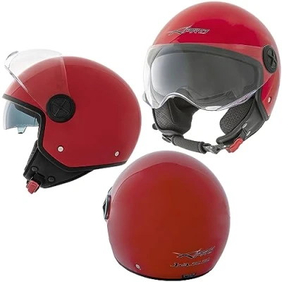 Abbildung von Jethelm Motorrad Kratzfest Sonnenblende Offen Visier Roller ECE 22 06 Rot XS