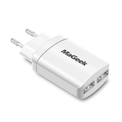 Abbildung von MaGeek® 2.4A 2 Port USB Ladegerät für iPhone, iPad, Samsung Galaxy, Nexus, HTC, Motorola, LG und weitere (Weiß)