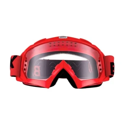 Abbildung von KINGBIKE Motocross Brille Mtb Dirt Bike ATV Crossbrille goggle Sicherheit Tactical Riding Motorradbrillen für Herren Damen Jugend Fit ÜBer (Rot transparent, Erwachsene)