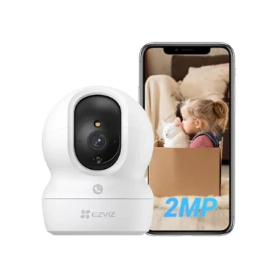 Abbildung von EZVIZ WLAN Überwachungskamera für den Innenbereich, 360º PTZ Innenkamera, Personenerkennung und verfolgung, Farbige Nachtsicht, Geräuscherkennung, Zwei Wege Audio, kompatibel mit Alexa, CP1 Pro 2MP