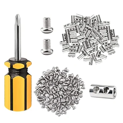 Abbildung von FSHIHINE Seilklemme Pressklemmen 100 Stücke Aluminiumhülse, Aluminium Crimpschlaufe für 1 2mm Drahtseil und Kabel, mit Schraubendreher, Alu Klemme Stahlseil, Drahtseilklemmen, Silberton