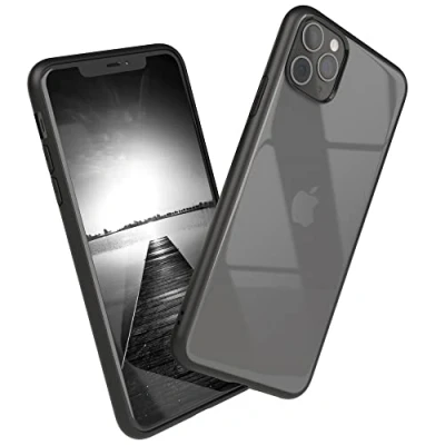 Abbildung von EAZY CASE Clear Hybrid Bumper Hülle kompatibel mit iPhone 11 Pro Max, Handyhülle Ultra Aufprallschutz, Stoßfest und Kratzfest, dünne Schutzhülle Kameraschutz, Slim Cover Handy Case, Schwarz