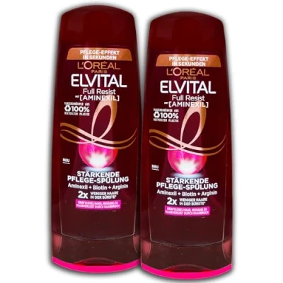 Abbildung von L&#039;Oréal Paris Conditioner gegen Haarausfall durch Haarbruch, Für kraftloses, brüchiges Haar, Mit Biotin, Provitamin B5 und Arginin, Elvital Full Resist Power Booster Spülung, 1 x 250 ml