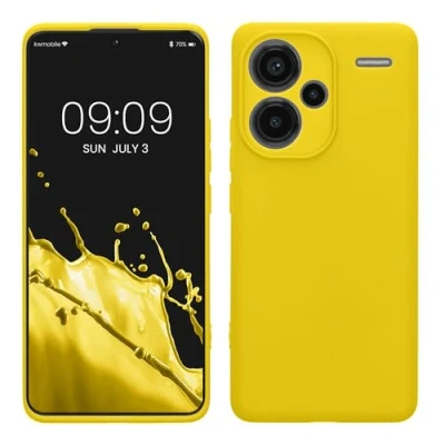 Abbildung von kwmobile Handyhülle kompatibel mit Xiaomi Redmi Note 13 Pro+ 5G / Pro Plus Hülle Handy Case aus weichem Silikon in Strahlend Gelb