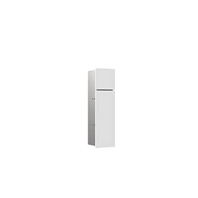 Abbildung von Emco Asis Pure Unterputz Schrankmodul für die Klobürstengarnitur, Badezimmerschrank mit Toilettenpapierhalter, Hochschrank Push to Open Funktion, Anschlag link, Weiß matt, 17 cm x 60 14,9