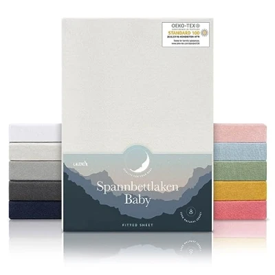 Abbildung von Laleni Jersey Spannbettlaken 60x120 cm Babybett Oeko TEX zertifiziertes Bettlaken Kinderbett Baby aus 100% Baumwolle in Ivory