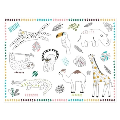 Abbildung von Tischsets zum Ausmalen Zoo Party (6 St.)