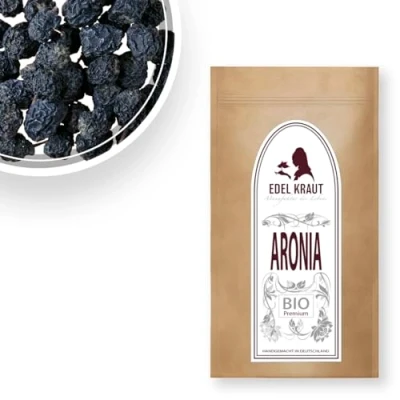 Abbildung von Aroniabeeren getrocknet BIO 250g EDEL KRAUT Aronia Beere (ganz) [Aronia Melanocarpa] Superfood RAW VEGAN PURE kbA Beeren aus kontrolliert biologischem Anbau