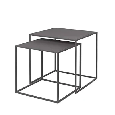 Abbildung von blomus Beistelltisch FERA 2er Set quadratische Tische: Minimalistisch, Robust &amp; Elegant (2 Tische), Pulverbeschicht, Minimalistisches Design, Platzsparend, Quadratisch