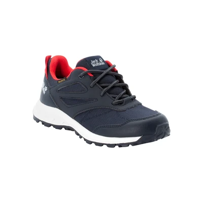 Abbildung von Jack Wolfskin Woodland Texapore Hikingschuh für Kinder, Größe: 31, Night blue/red Lederimitat/textil