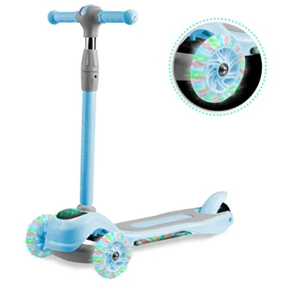 Abbildung von Ricokids LED Scooter Kinderroller Cityroller Tretroller Klappbar 3 Räder LOCO (hellblau)