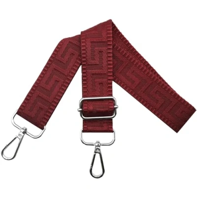 Abbildung von Schultergurt für Tasche Taschengurte zum Wechseln, Verstellbar Taschengurt Breit 3.8cm mit Silber Karabiner Taschenband Schulterriemen Tragegurt Handtaschen Damen, Rein weinrot, K18