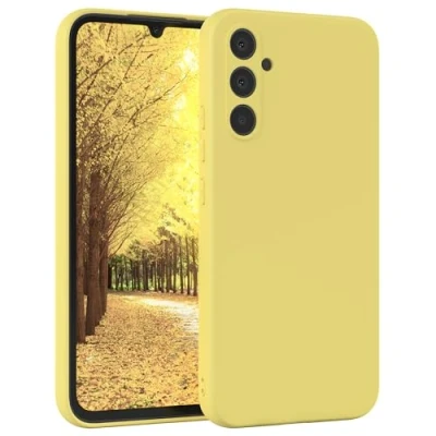Abbildung von EAZY Case Silikonhülle für Samsung Galaxy A34 Hülle Silikon Gelb weich stoßfeste Handyhülle Schutzhülle mit Kameraschutz Dünn Premium Schutz Cover TPU Phone Bumper in Pastellgelb