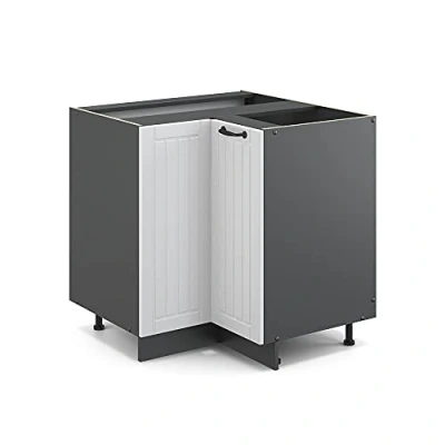Abbildung von Vicco Eckschrank Fame Line, Weiß Landhaus/Anthrazit, 80.5 cm ohne Arbeitsplatte